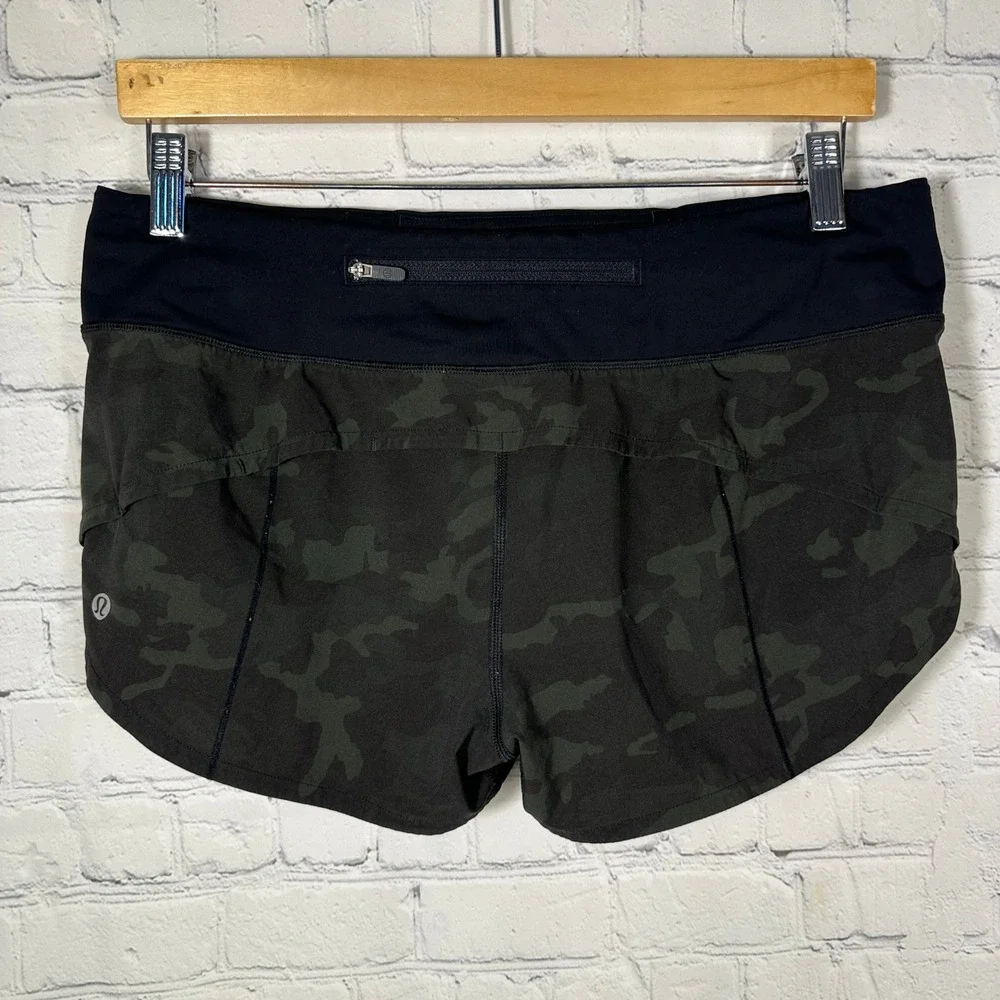 Lululemon‎ Speed Up Short 2.5 Heritage 365 Camo Deep Coal Multi Womens Size 8
